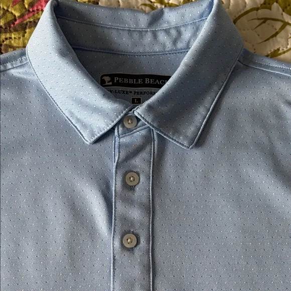 Pebble Beach Light Blue Performance Polo - Picture 4 of 11